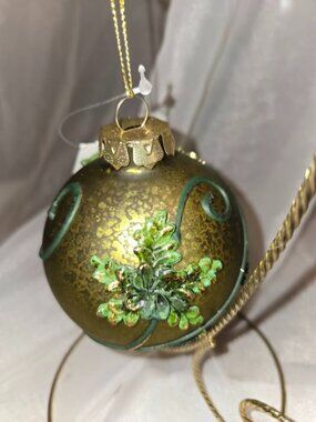 DillardsChristmas Ornament Glass, Hand-Painted Rhinestones